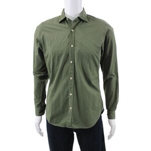 Tintoria Mattei Mens Cotton Basic Button Down Shirt Green Size 38
